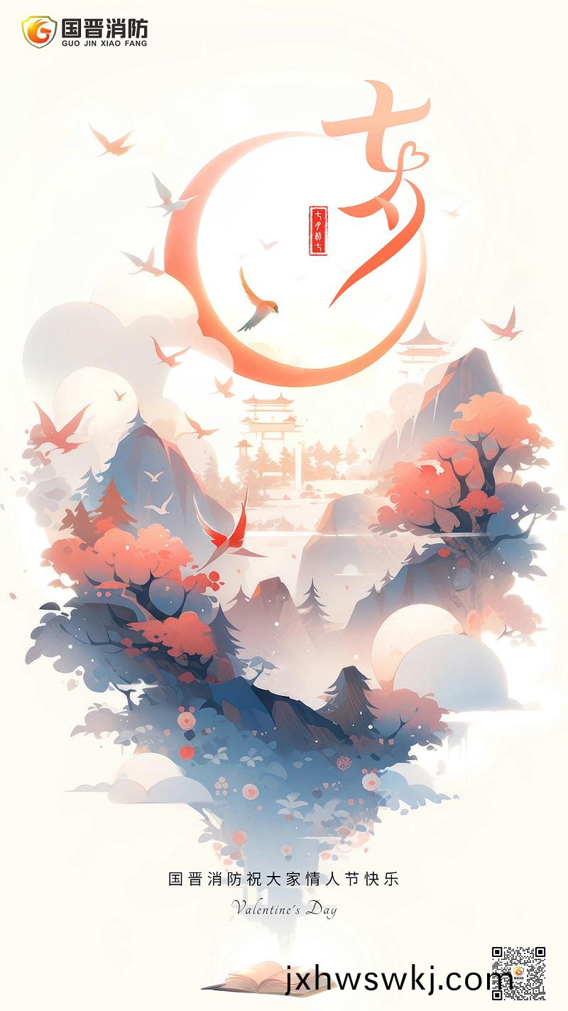 七夕節祝(zhu)福肌(ji)理(li)國(guo)風挿(cha)畫(hua)全(quan)屏豎版(ban)海(hai)報